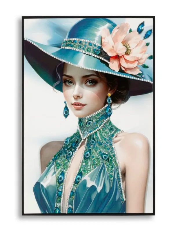 Decoración de pared | pintura sobre lienzo lacado pam con marco -b- cm 62x4x92