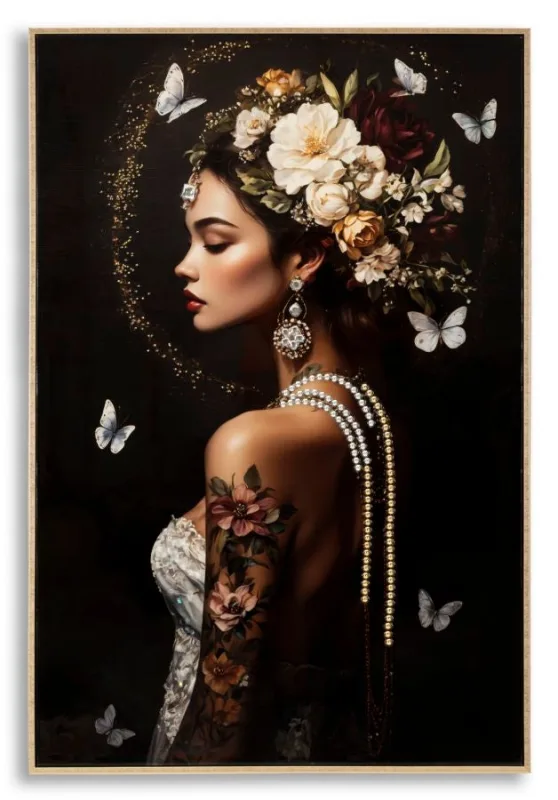 Decoración de pared | impresión sobre lienzo persa lacado con marco -b- cm 62x3,5x92