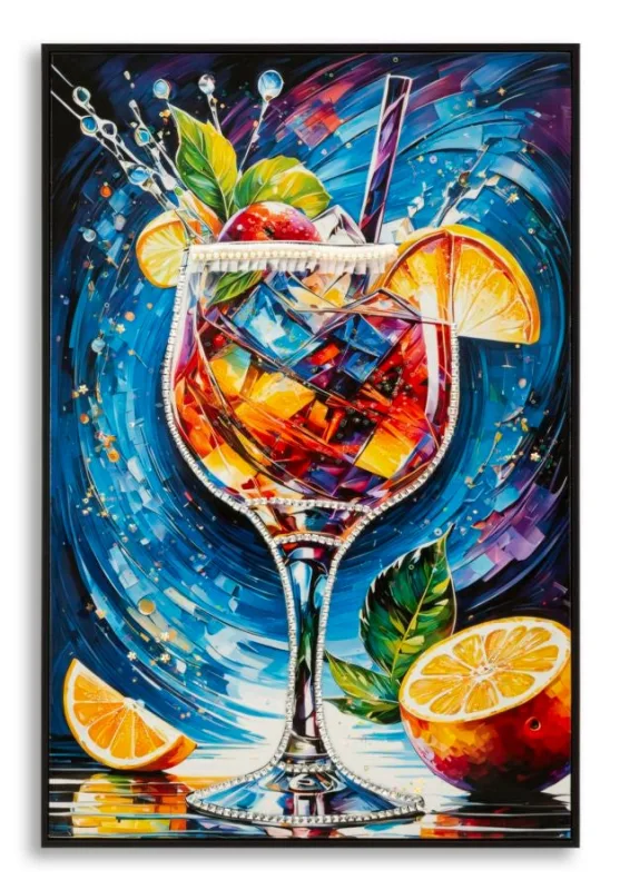 Decoración de pared | impresión sobre lienzo cóctel lacado con marco -b- cm 62x3,5 x92