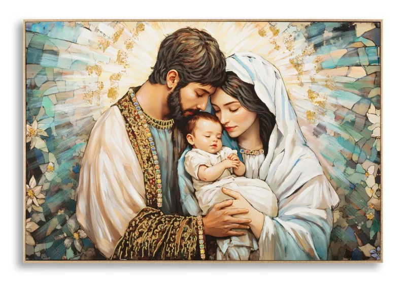 Decoración de pared | impresión sobre lienzo natividad lacado con marco cm 122x4x82