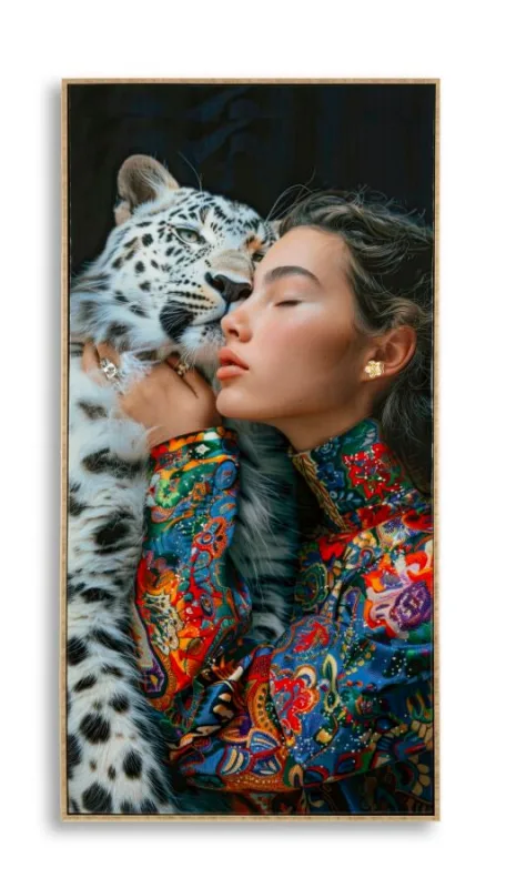 Decoración de pared | lienzo lacado moira con marco -a- cm 52x4x102