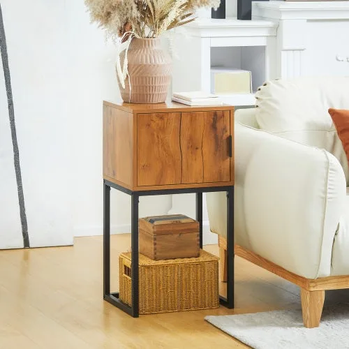 Konsolentisch flurtisch mit schrank, beistelltisch im industriedesign aus stahl, naturholz, maße 40x30x76 cm