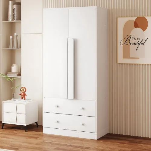 Armario 70x40x170cm, diseño de doble puerta, con cajones y estantes, color blanco, ideal para dormitorio y almacenamiento