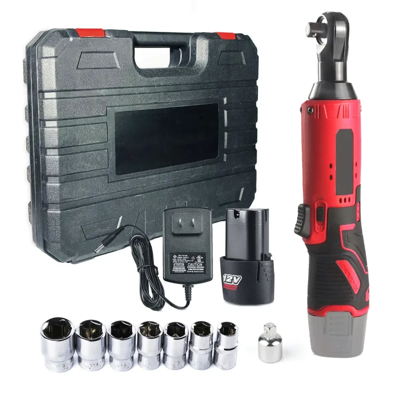 Autrucker llave de trinquete de alto torque, llave de trinquete angular, llave para instalación eléctrica, llave para embalaje y reparación (roja)