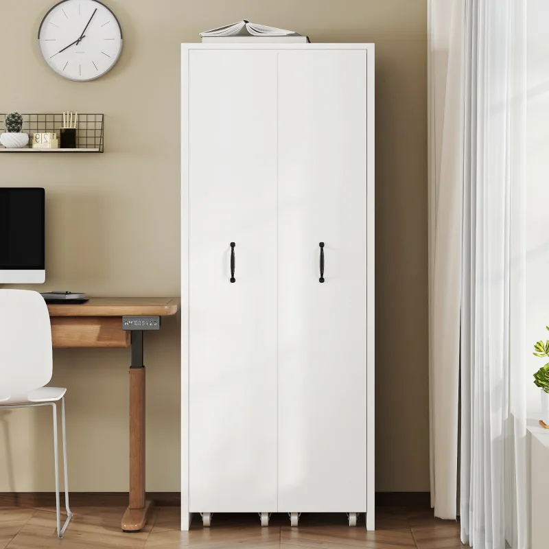 Biblioteca extensible 51,5x41x158 cm con cajones reversibles, ruedas, de mdf, blanco