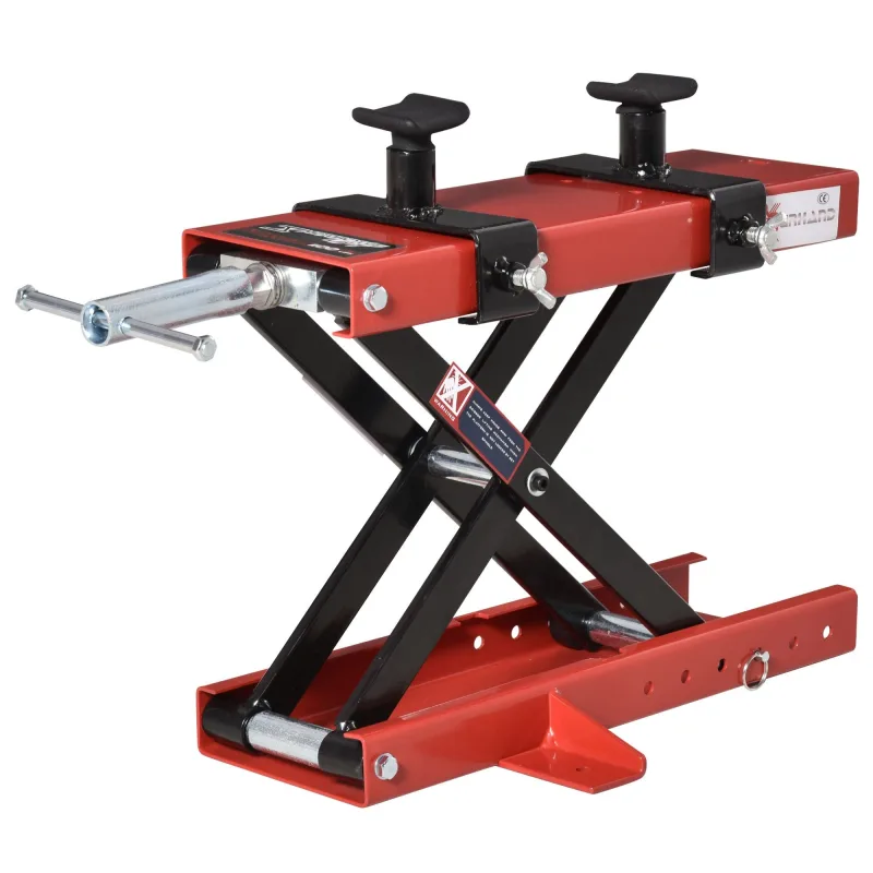 Elevador plataforma motos altura ajustable 19-53cm carga 500kg negro rojo