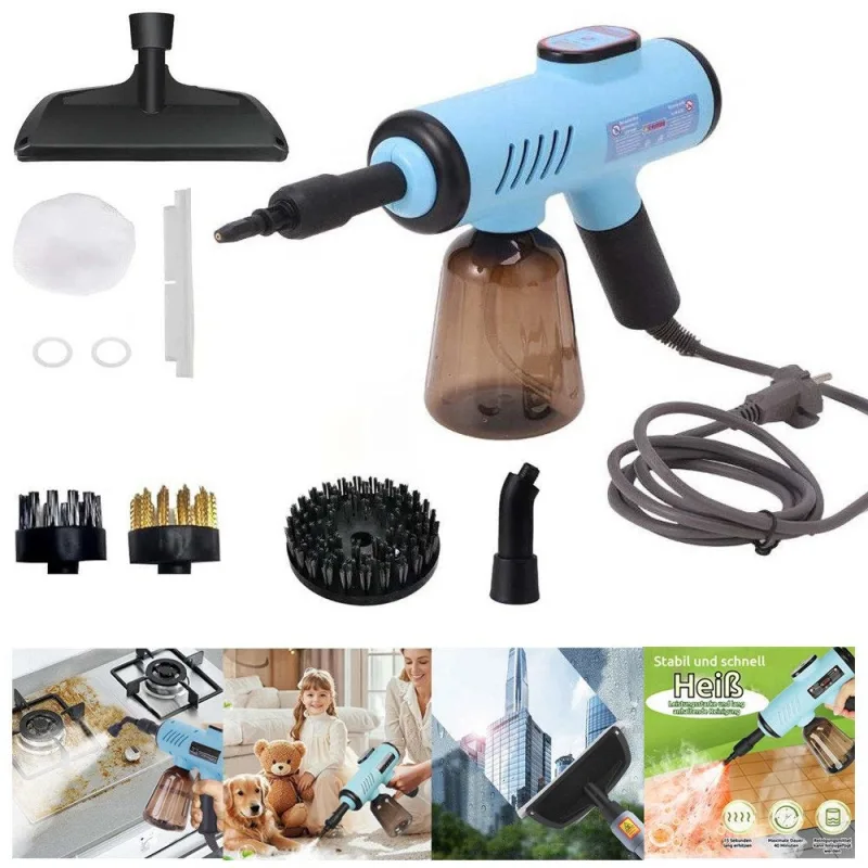 Autrucker limpiador a vapor portátil de mano, limpiador a vapor de alta presión de 1200 w,se puede utilizar para limpiar ventanas, cocina, baño.azul