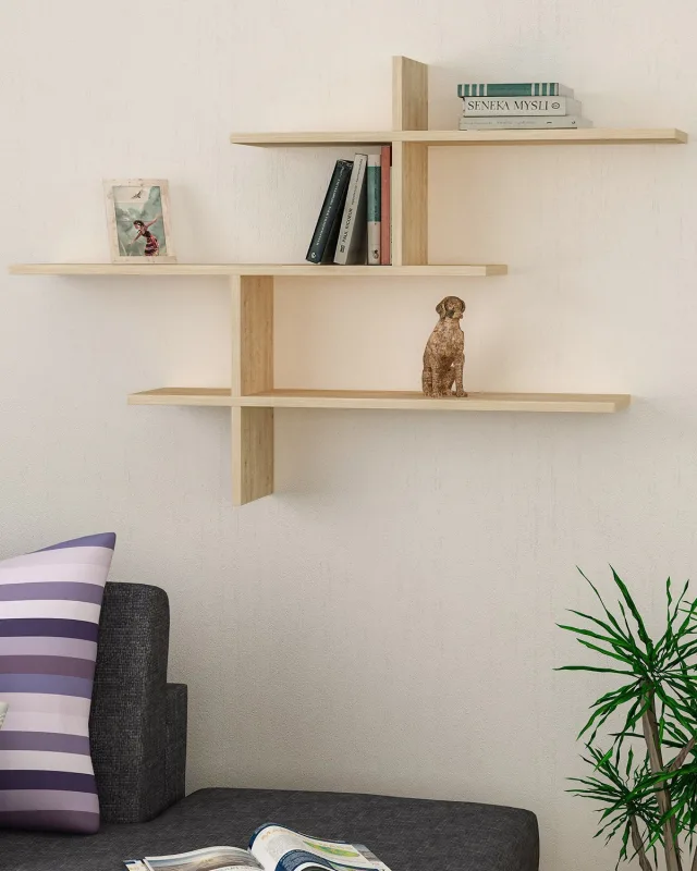 Estantería de pared leta natural y madera para hogar moderno mueble de almacenaje - homekit