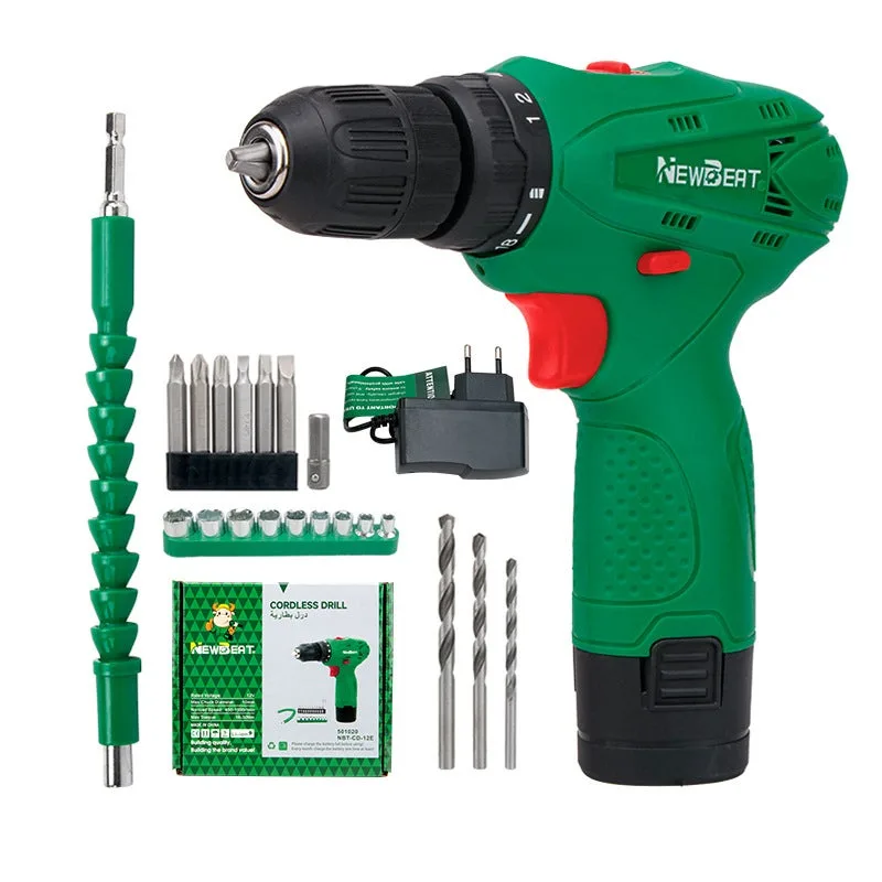 Nicola 2 kits taladro atornillador 12v inalámbrico con 26 accesorios, 25+1 ajustes de par, 2 velocidades, led, cargador eu, diy hogar jardín