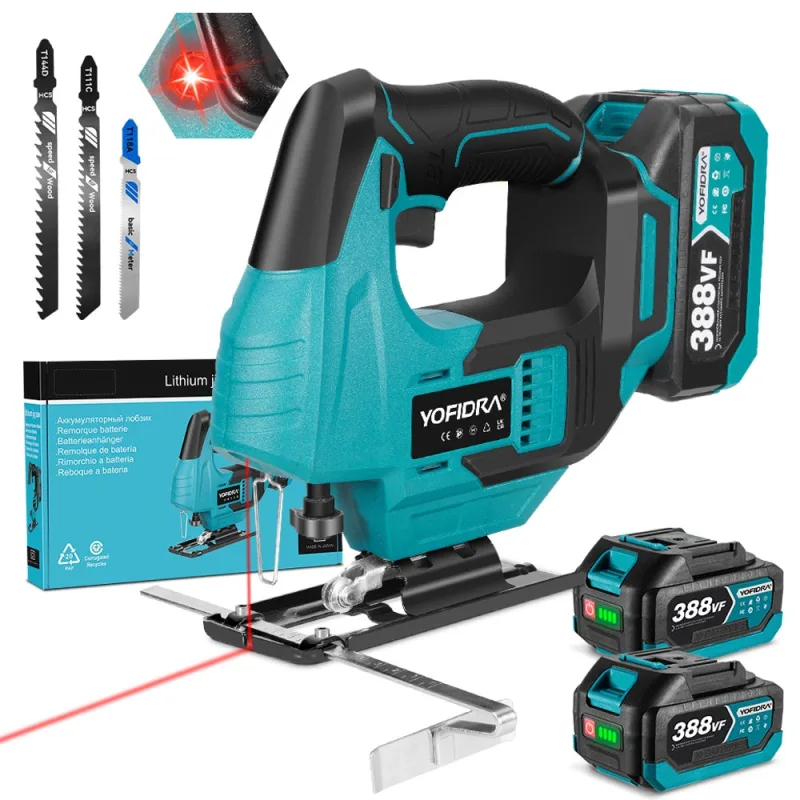 Sierra de calar a batería sierras de calar eléctricas sin escobillas longitud de carrera de 19 mm con 2 baterías