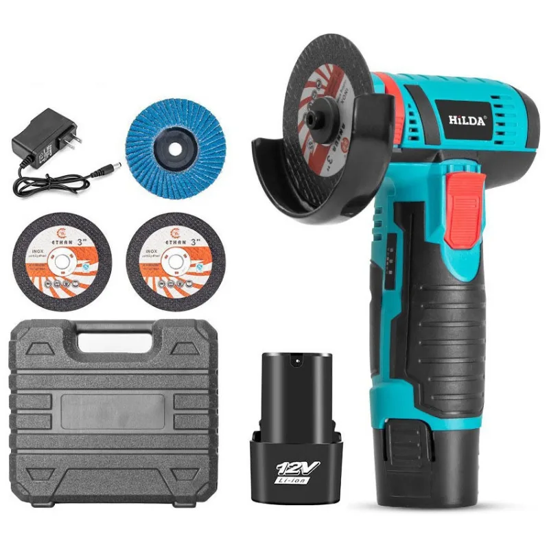 Amoladora angular eléctrica inalámbrica, 19500 rpm, amoladora recargable con batería, cortadora, pulidora, multiherramienta eléctrica (550 w)