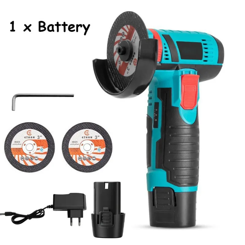 Amoladora angular eléctrica inalámbrica, 19500 rpm, amoladora recargable con batería, cortadora, pulidora, multiherramienta eléctrica (550 w)