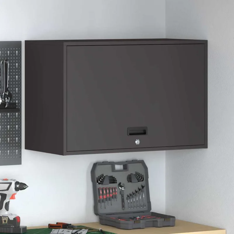 Armario de pared para el garaje negro 80 x 40 x 53 cm