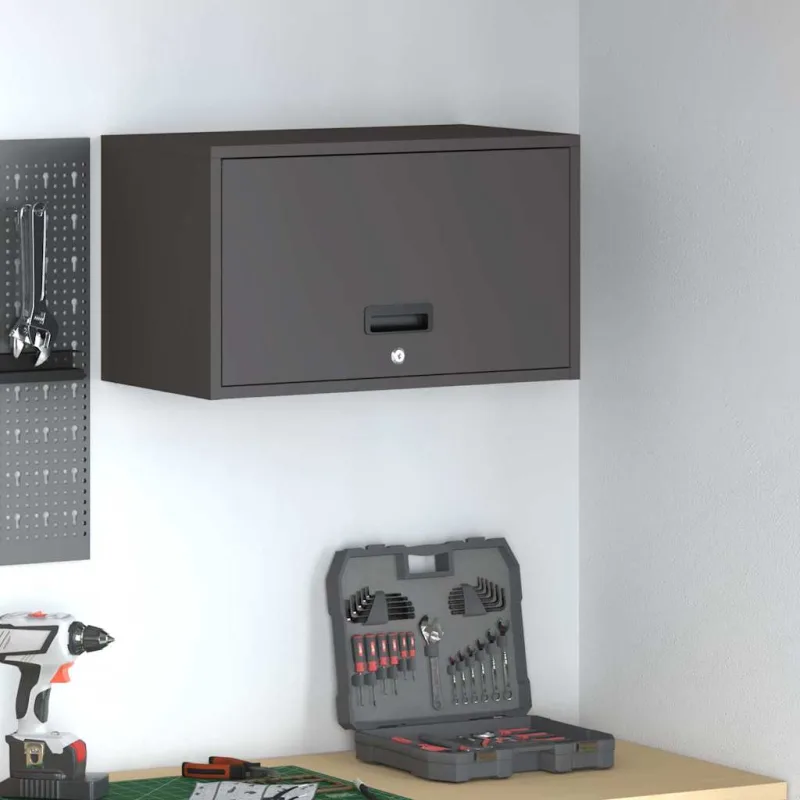 Armario de pared para el garaje negro 60 x 33 x 35 cm