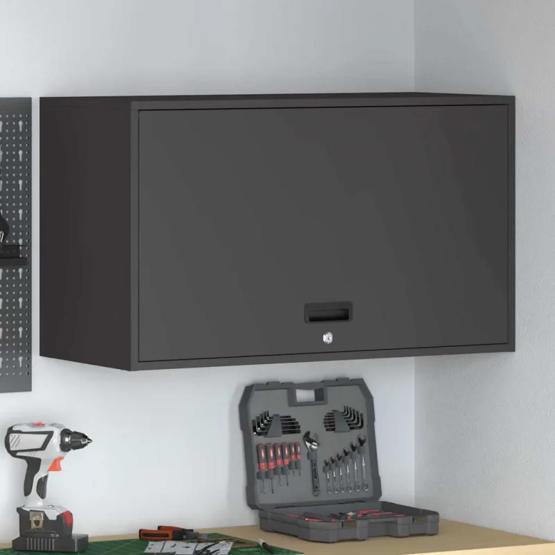 Armario de pared para el garaje negro 90 x 40 x 53 cm