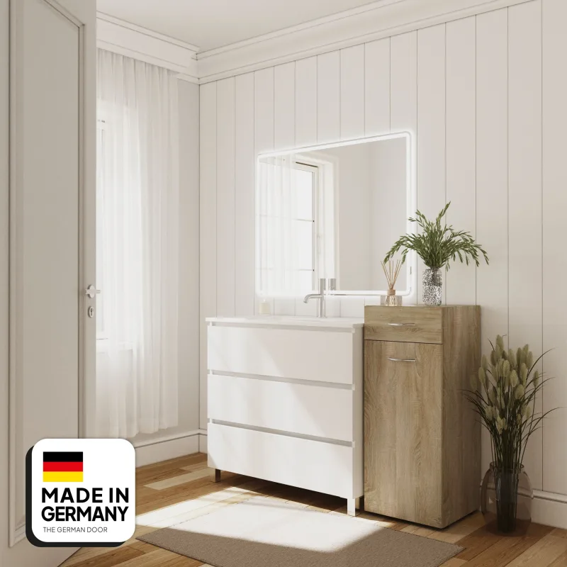 Cómoda landau 1 cajón + 1 puerta abatible ropa sucia 40x98x40 cm | tgdhome | calidad alemana