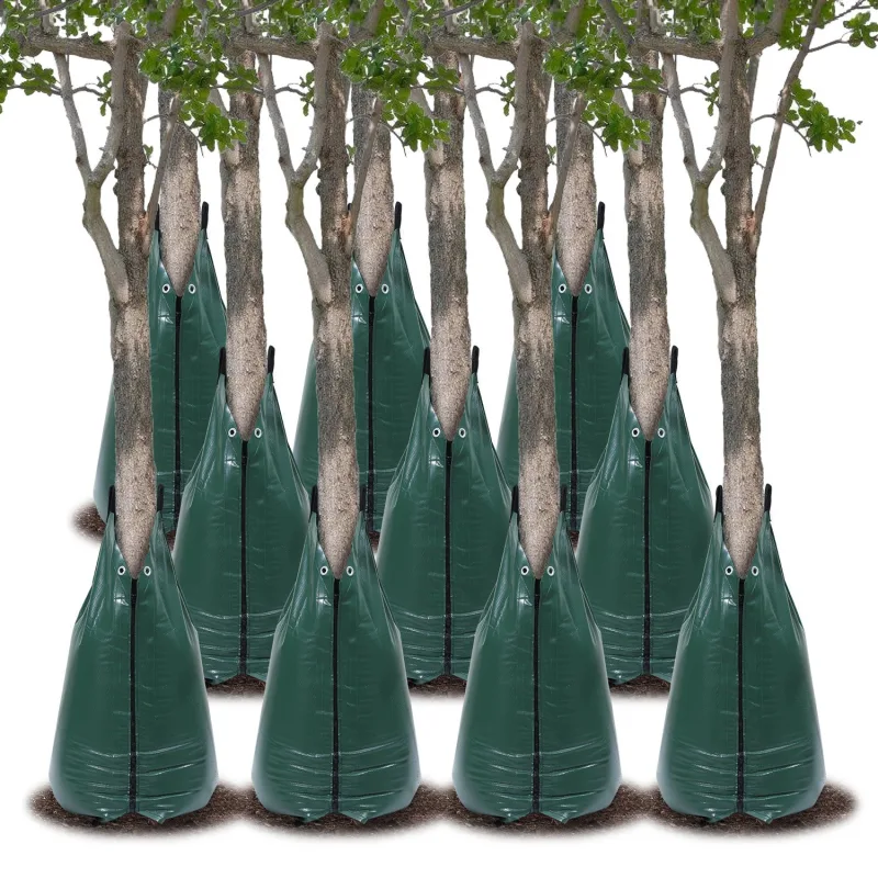 10 bolsas de riego para árboles de 75 l con bridas antirrobo, compatibles con fertilizantes líquidos, riego uniforme de 6 a 10 h, pvc 500d para jardín