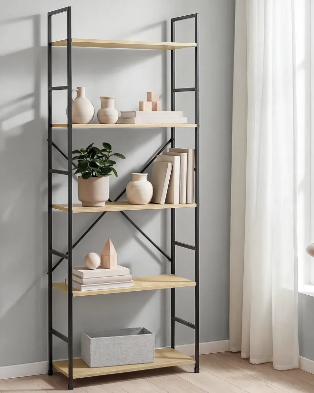 Estantería mara - color madera natural y negro - homekit