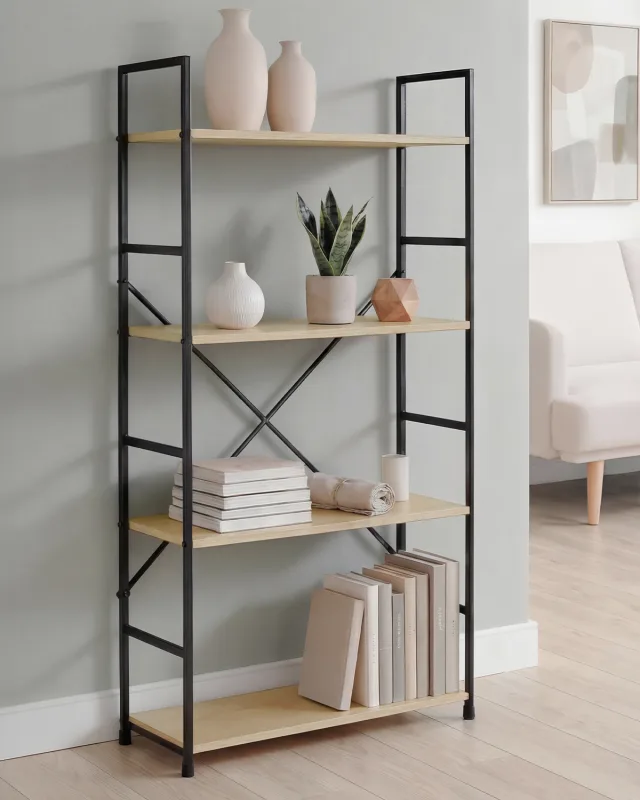 Estantería mara - color madera natural y negro - homekit