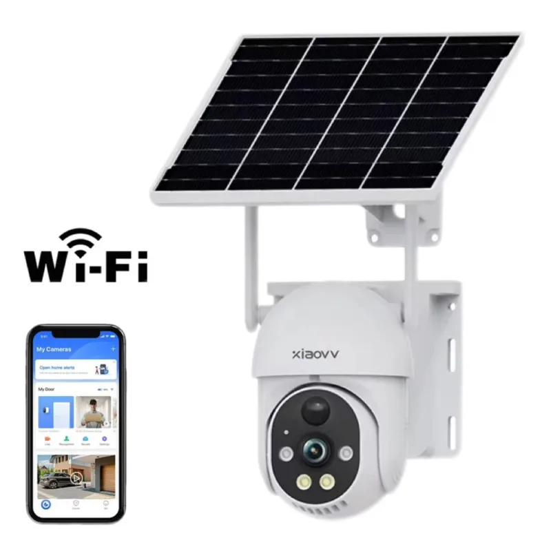 Beaface cámara solar de 360° - wifi, monitor de seguridad para el hogar, seguimiento automático pir, visión nocturna a color, panel cctv