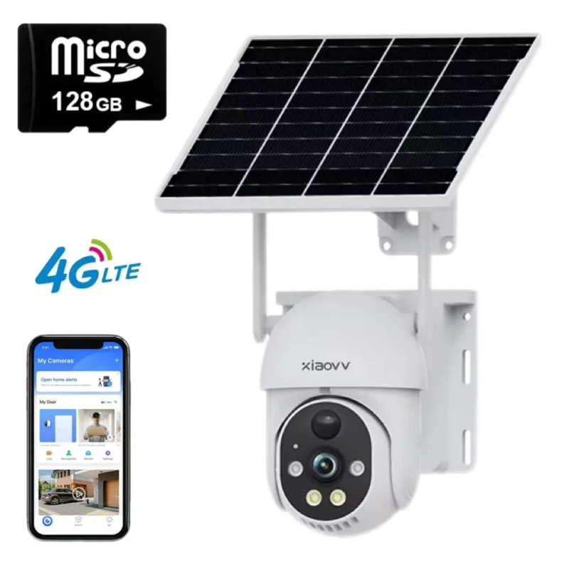 Beaface cámara con energía solar - 4g, monitor de seguridad de 360°, seguimiento automático pir, visión nocturna en color, para patios y hogares.