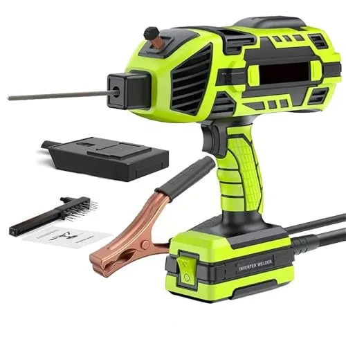 Ledander soldadora portátil con inversor igbt y soplete de arco, apta para alambre de 2,5 mm, carcasa verde, estándar europeo, 25 x 25 x 10 cm.