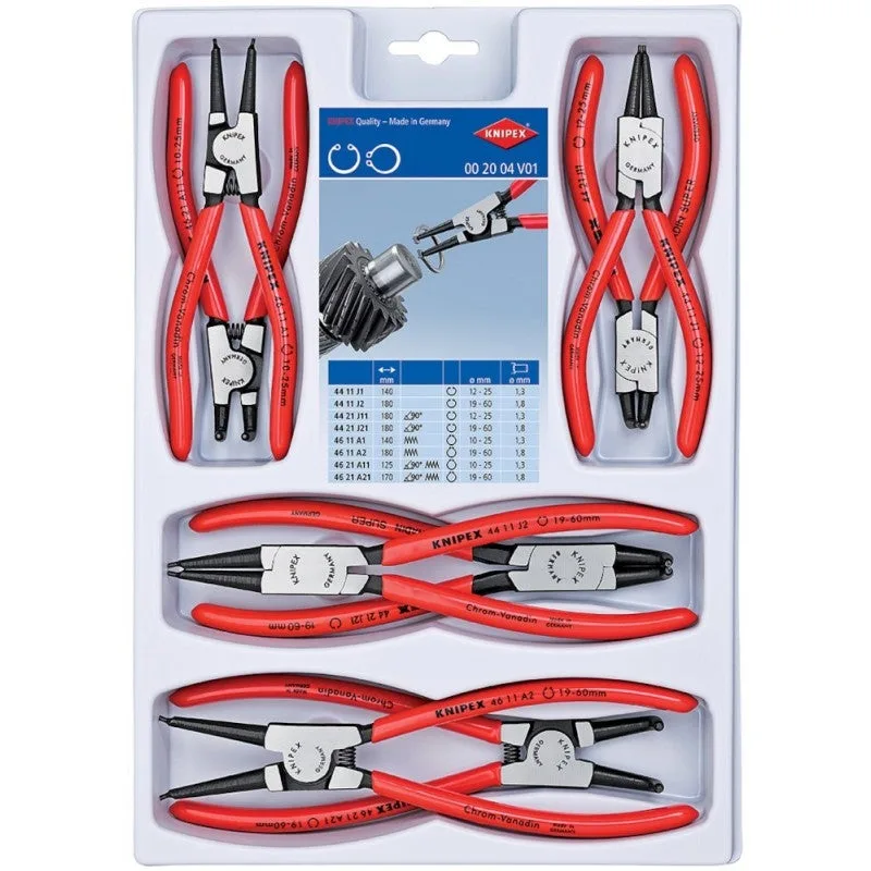 Knipex 00 20 04 v01 jeu de pinces pour circlips 8 outils