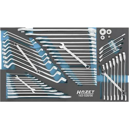 Hazet 163-528/56 juego de llaves: perfil de hexágono exterior, perfil de tracción hexagonal doble exterior 6 x 7 – 34 x 36 número de herramientas: 56