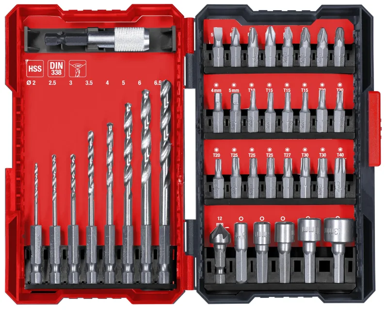 Juego 39 puntas y brocas metal kwb