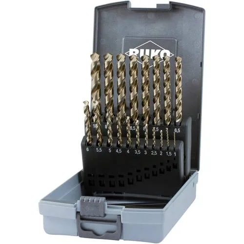 Juegos de 19 brocas helicoidales din 338 tipo uni hsse-co 5 ruko 228214ro