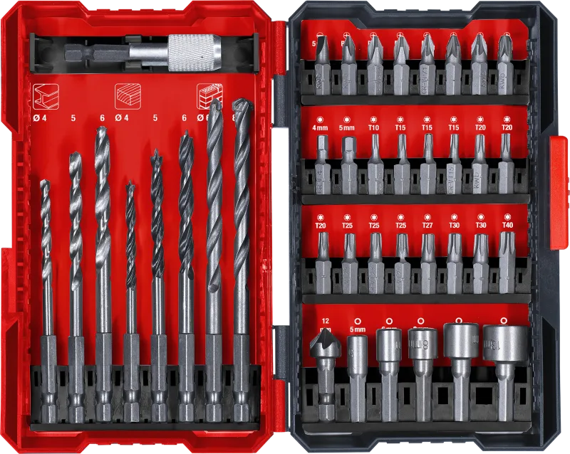 Juego 39 puntas y brocas mixtas kwb