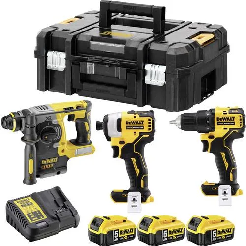 Kit de 3 herramientas xr 18v 5ah li-ion sin escobillas dewalt - dck377p3t