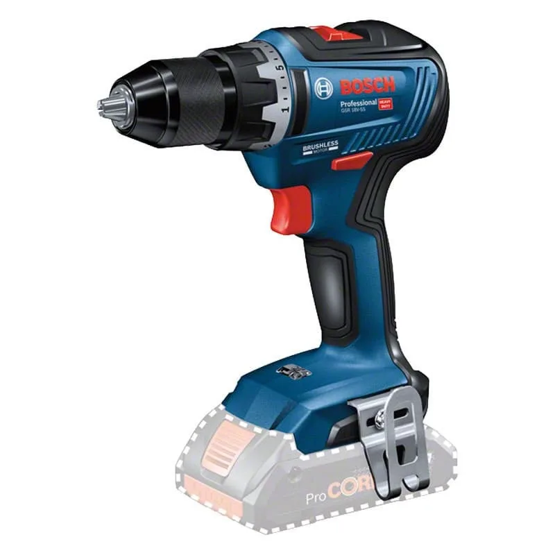Bosch professional 06019h5202 gsr 18v-55-avvitatore senza batteria, 18 volt, max. momento torcente: 55 nm, in scatola di cartone, 18 v, blu