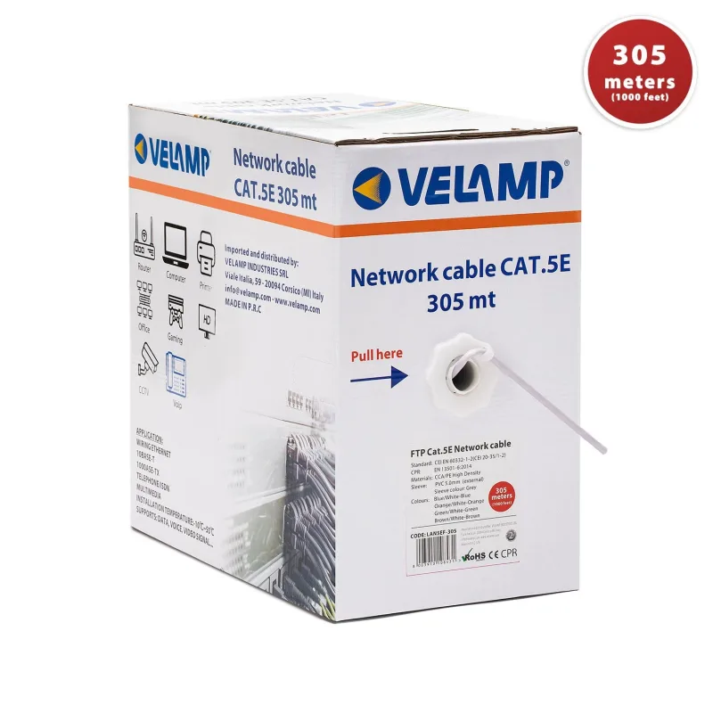 Cable de red cat5e ftp 305mt en caja de extracción