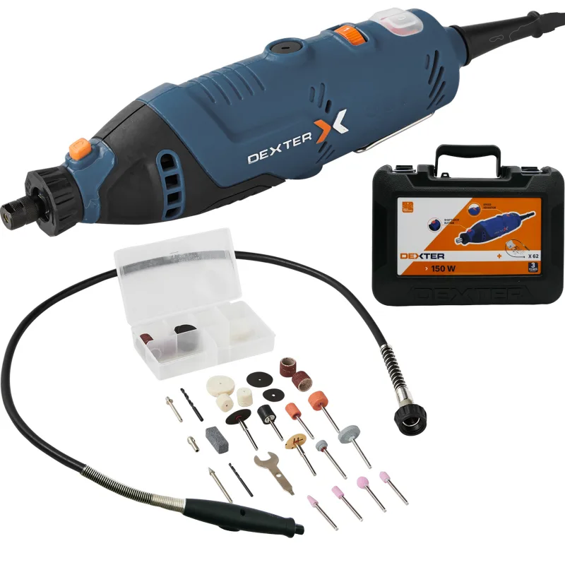 Mini herramienta eléctrica dexter - potencia 150 w + 62 accesorios + maletín [marca de la casa - exclusivo en leroy merlin]