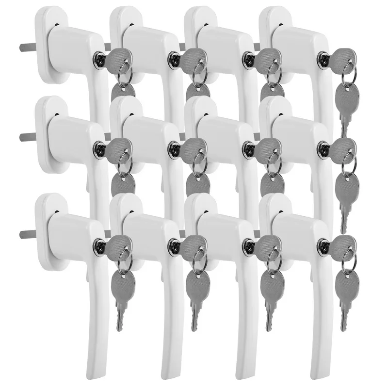 Manija de ventana con cerradura manija de ventana de aluminio manija de ventana de seguridad con cerradura blanco 12x