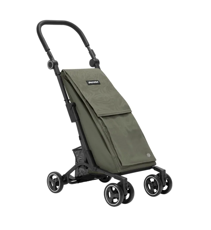 Carro de la compra playmarket pocket, plegado ultracompacto, freno de pie, color verde