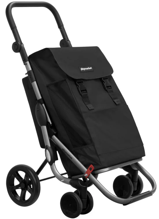 Carro de la compra playmarket go plus, plegable, 4 ruedas, color rojo