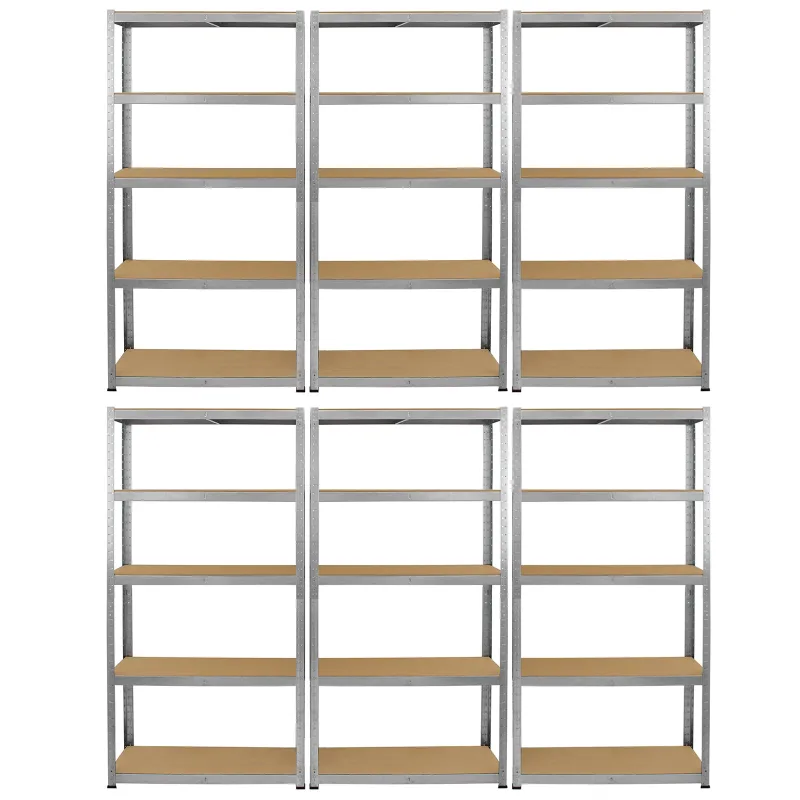 6 x estanterías galvanizadas galwix de 90 cm x 180 cm x 30 cm