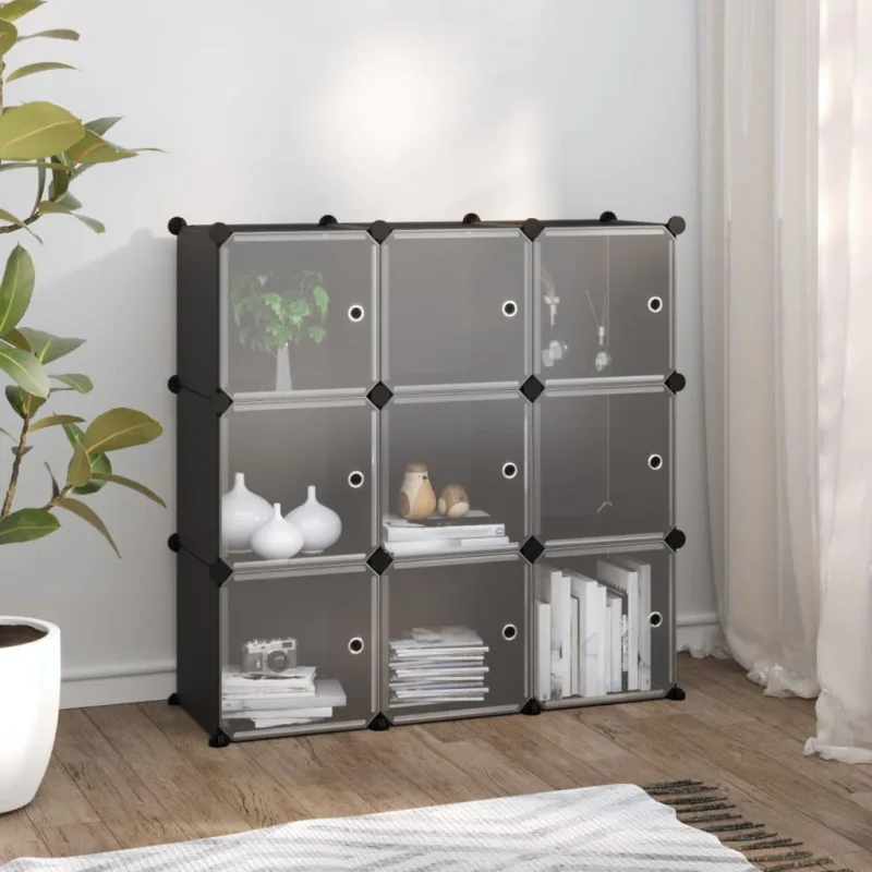 Maison exclusive - estantería de cubos con 9 compartimentos y puertas pp negro