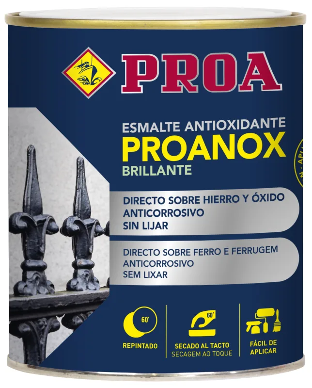 Esmalte antioxidante directo sobre óxido. brillante. blanco. 4 l. pintar sobre hierro y óxido sin necesidad de imprimación. proanox.