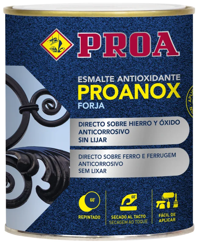 Esmalte directo sobre oxido. forja. negro 4 l. proanox.