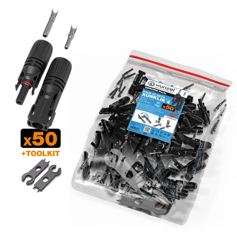 Pack de 50 sets conectores solares xunklik-4-xunzel m/h 2.5-6mm 40a