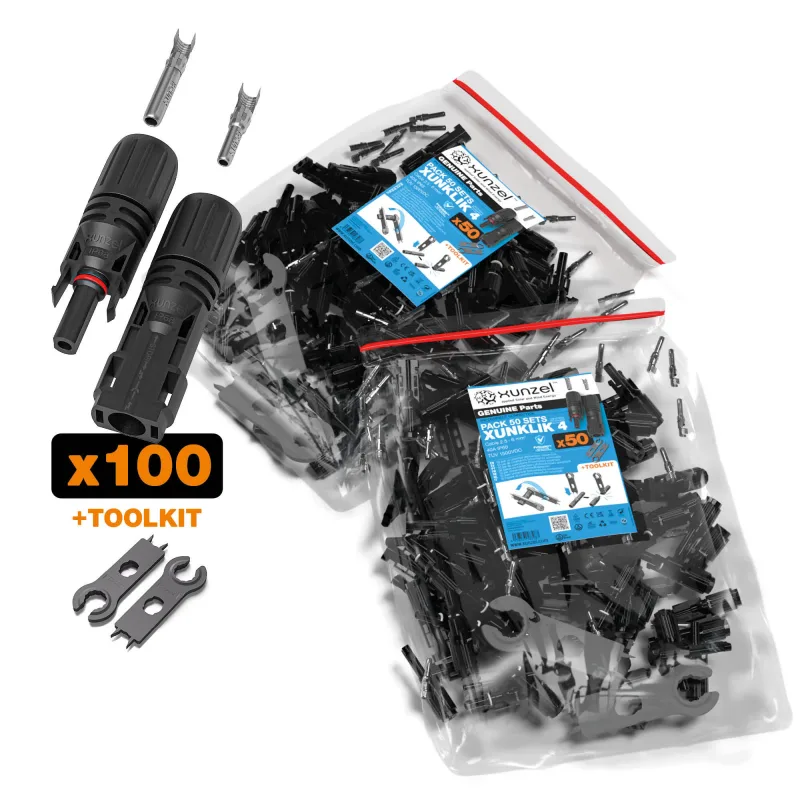 Pack de 100 sets conectores solares xunklik-4-xunzel m/h 2.5-6mm 40a