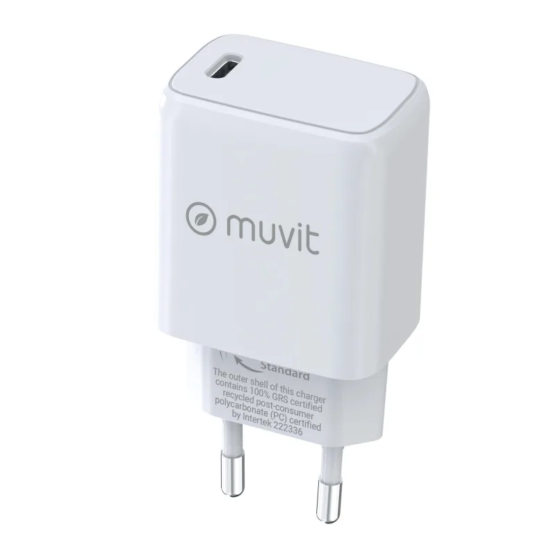 Cargador rápido 20w muvit ubs c - blanco