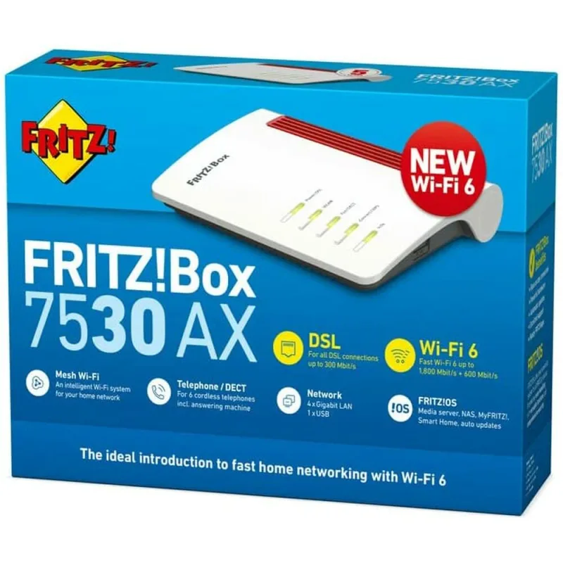 Fritz!box 7530 ax router inalámbrico gigabit ethernet doble banda (2,4 ghz / 5 ghz) blanco