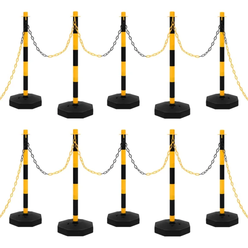 Maison exclusive - juego de barrera con postes y cadena plástico 10 m