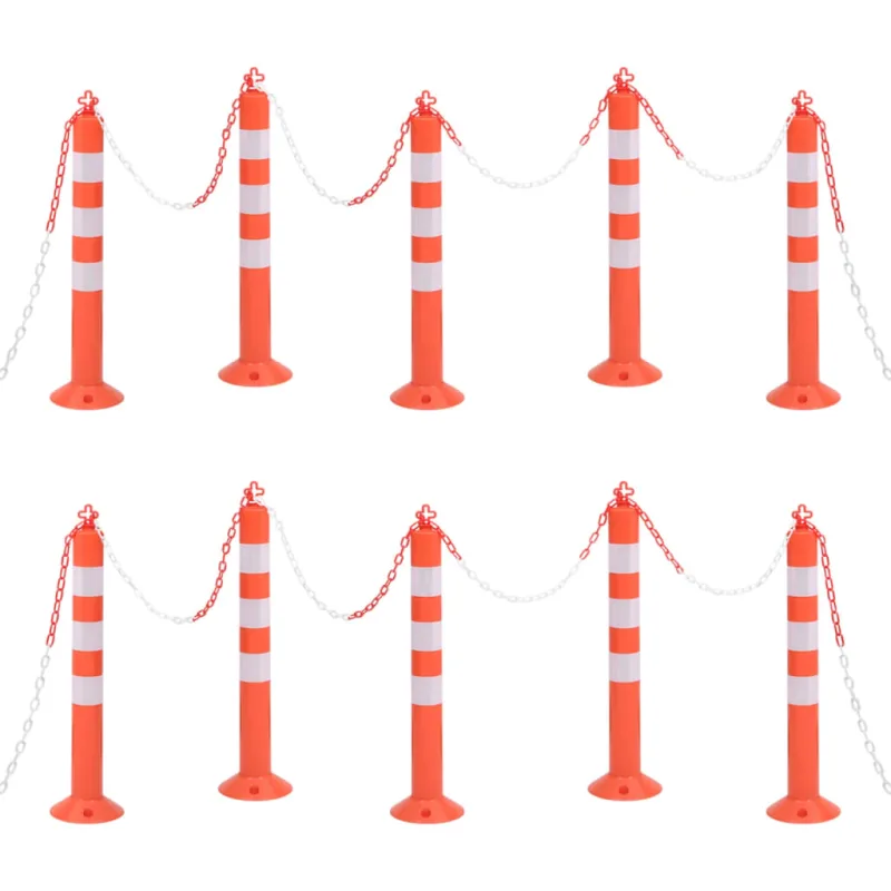 Maison exclusive - bolardos de control de tráfico 10 uds con cadena pe 75 cm