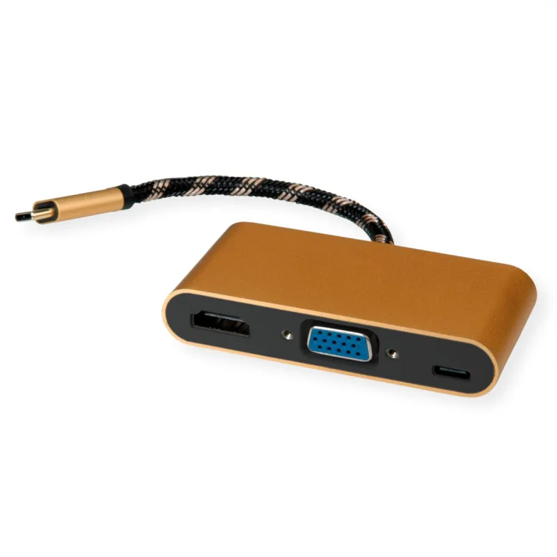 Adaptador de pantalla roline gold usb tipo c - vga / hdmi / c (pd)