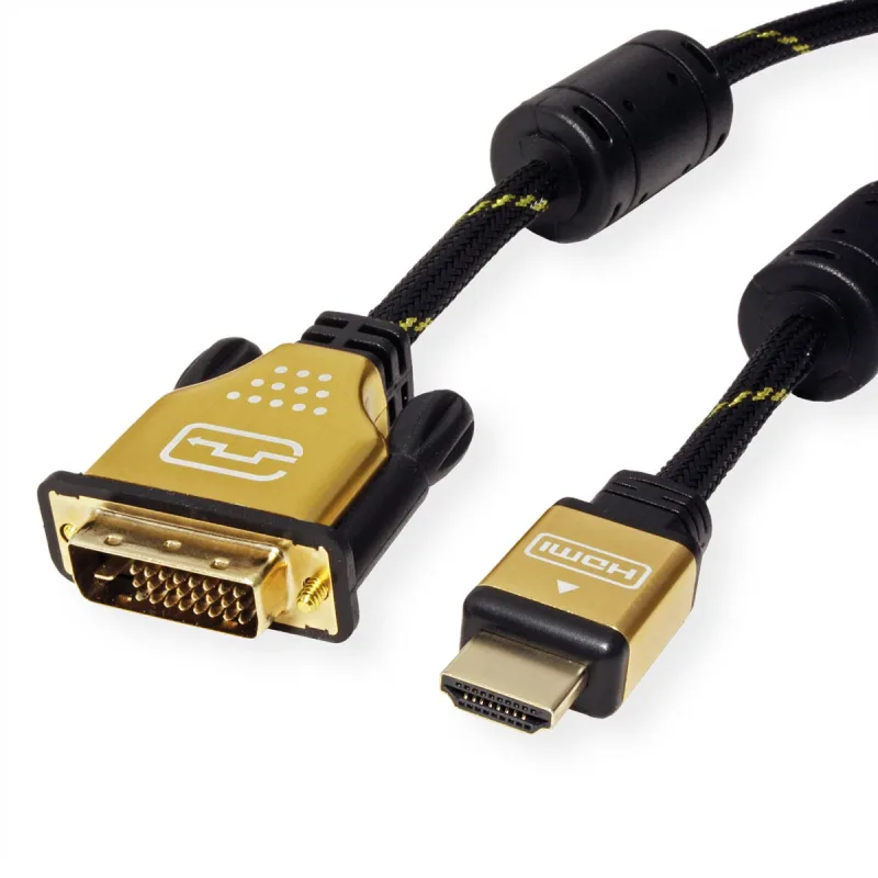 Cable de monitor roline gold dvi (24+1) - hdmi, st/st, 10 m